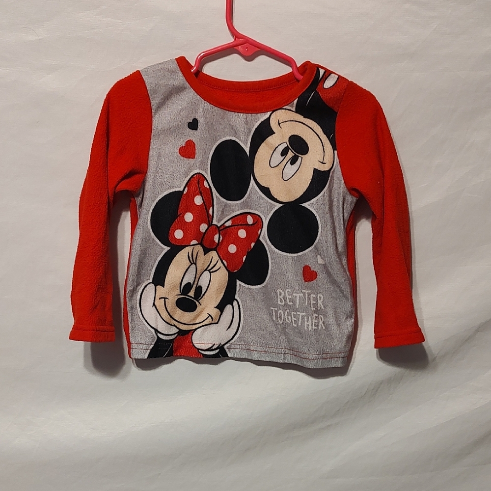 Disney Minnie Mouse Red and Gray Long Sleeve Shirt